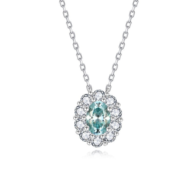 Necklace Paraíba Blue in moissanite + silver 925