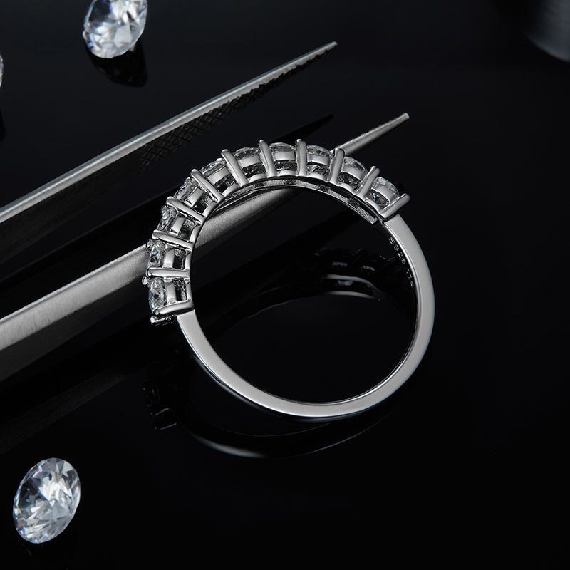 Ring Half Eternity moissanite + silver 925