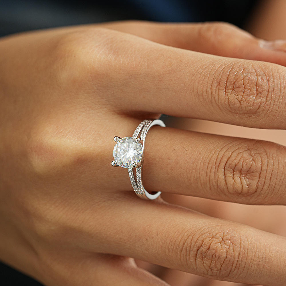 Ring Aurora Crown moissanite + silver 925