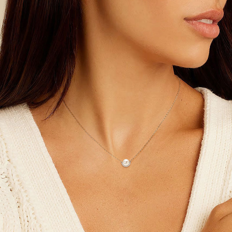 Necklace Freshwater Pearl Pendant in sterling silver 925