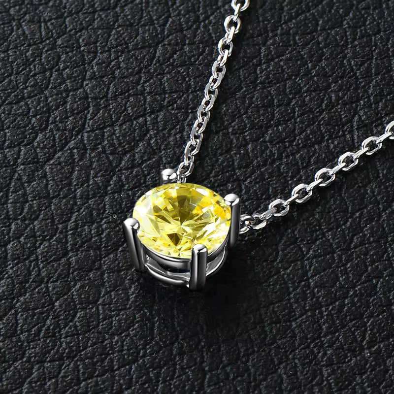 Necklace 4-Prong Colorful Zirconia in Sterling Silver 925