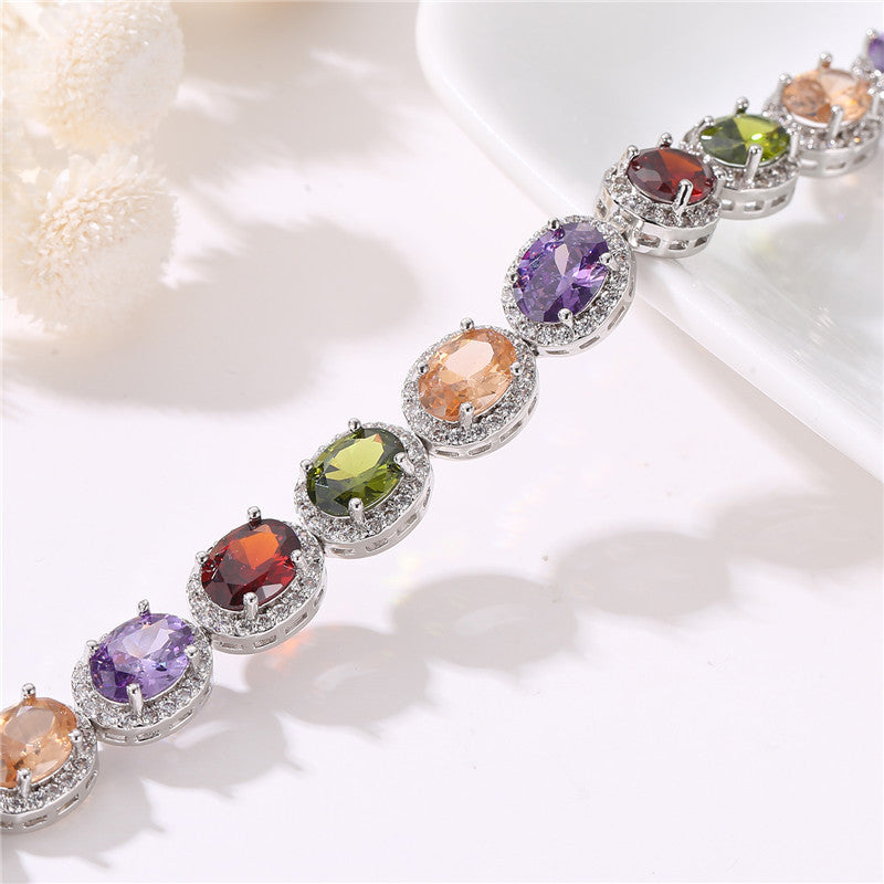 Bracelet Colorful Zircon Tennis in gold-plated brass