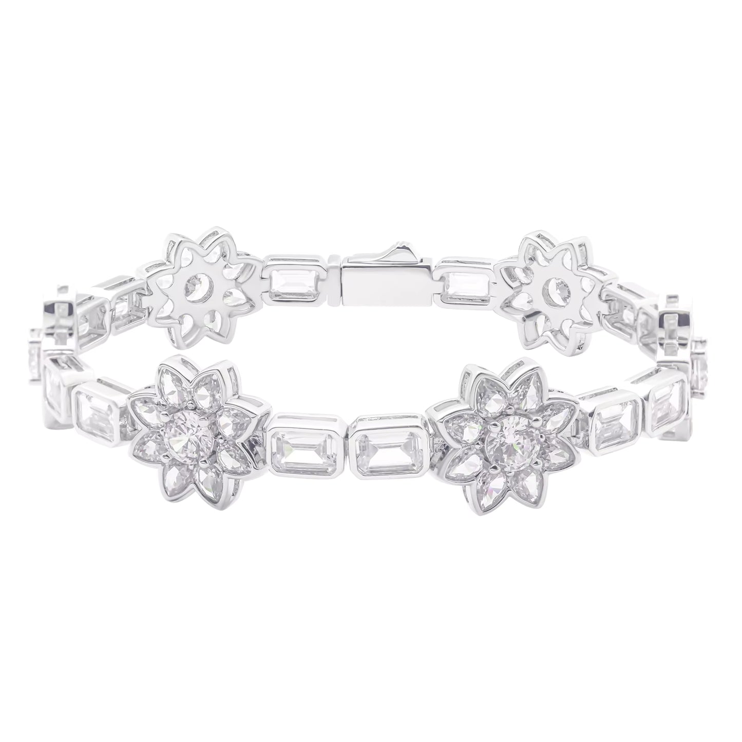Bracelet Colorful Flower in moissanite + silver 925 – 14mm VVS D