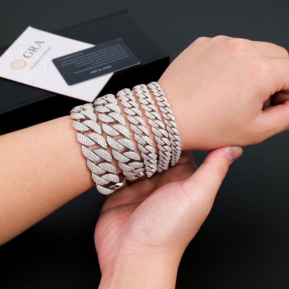 Bracelet Cuban moissanite + silver 925