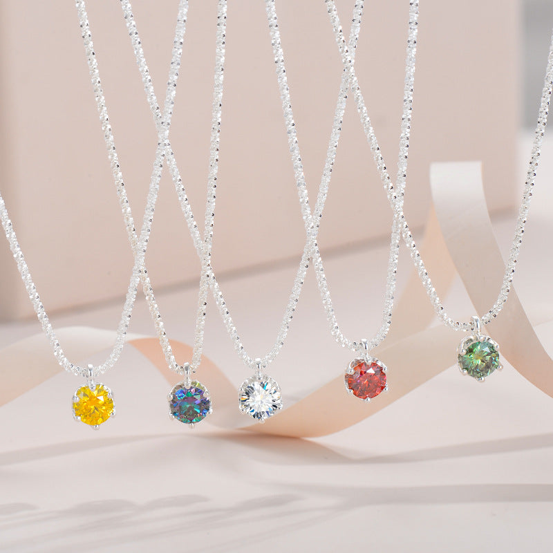 Necklace Prism in moissanite + silver 925