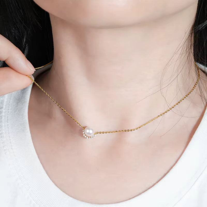 Necklace Freshwater Pearl Pendant in sterling silver 925