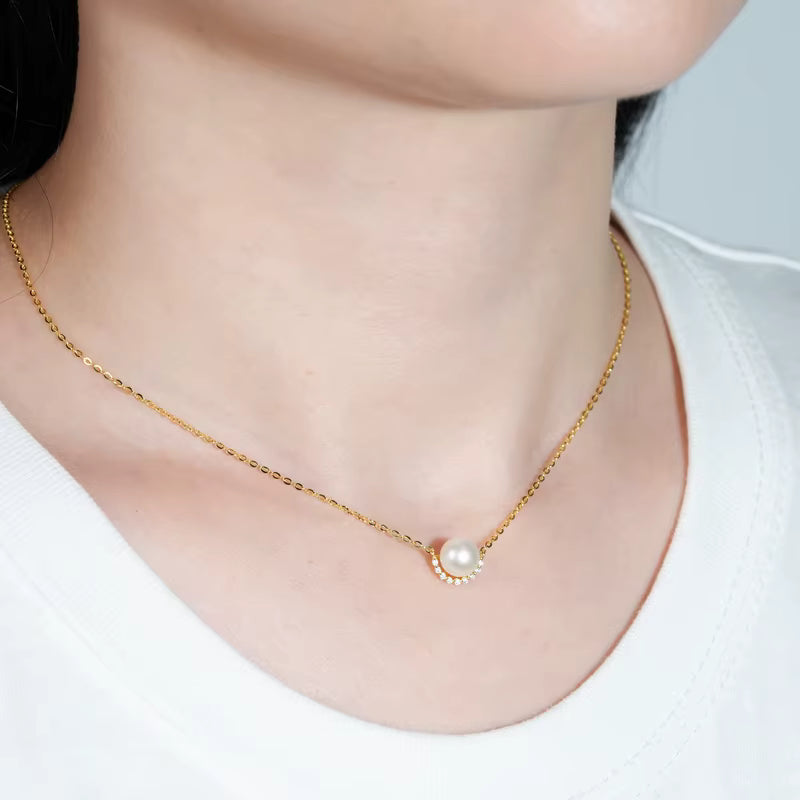 Necklace Freshwater Pearl Pendant in sterling silver 925