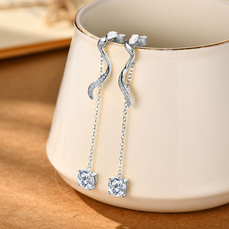 Earrings Classic Solitaire in moissanite stone silver 925