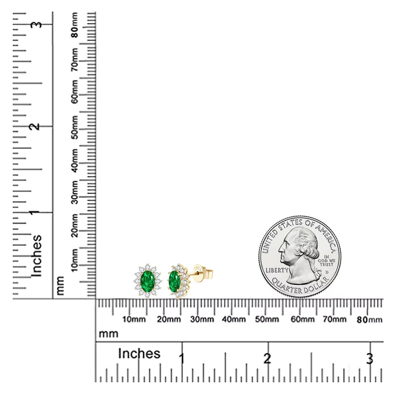 Earrings Vintage Emerald Halo in sterling silver 925