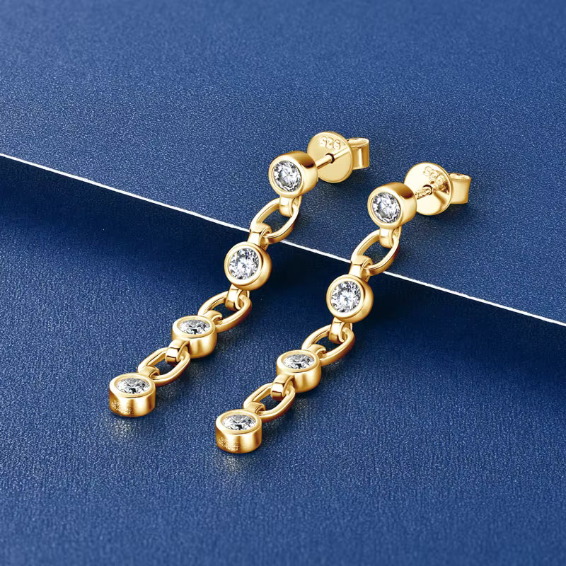 Earrings Exquisite Round 3mm in moissanite stone silver 925