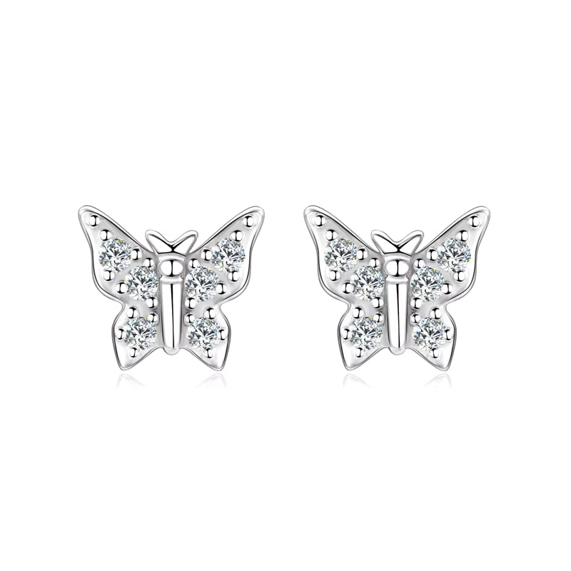 Earrings Butterfly Light in moissanite + silver 925