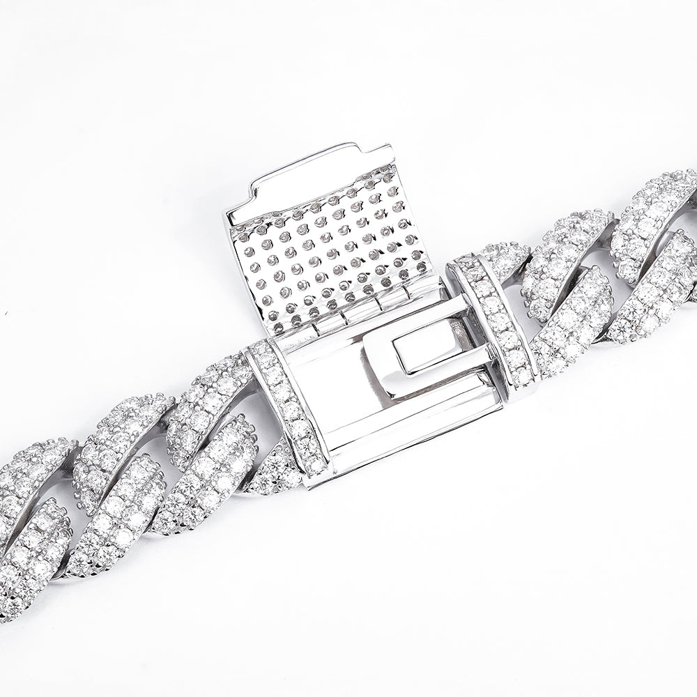 Bracelet Cuban moissanite + silver 925