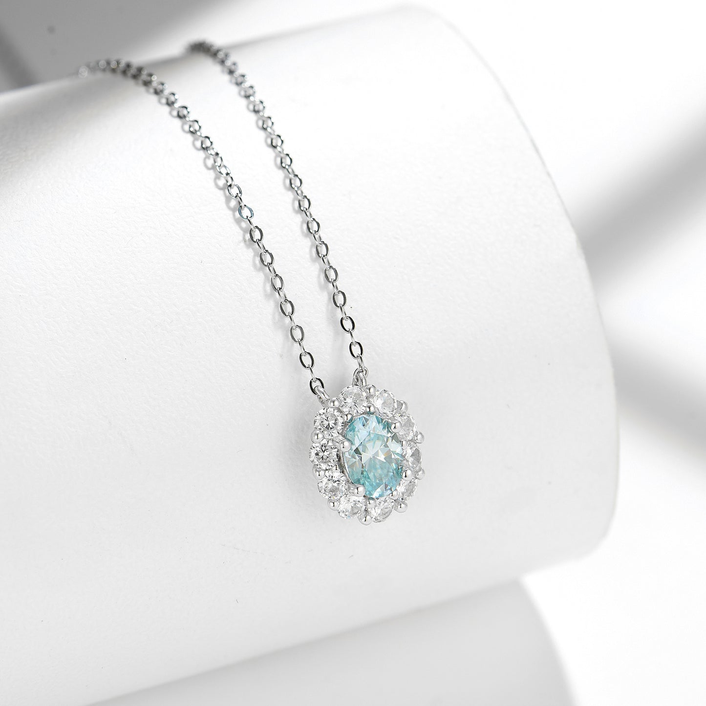 Necklace Paraíba Blue in moissanite + silver 925