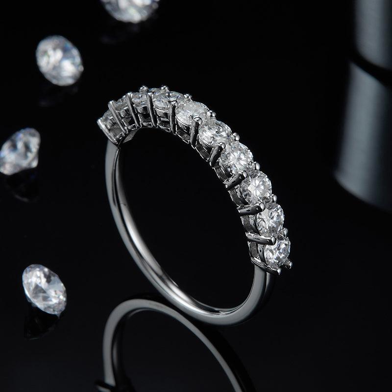 Ring Half Eternity moissanite + silver 925