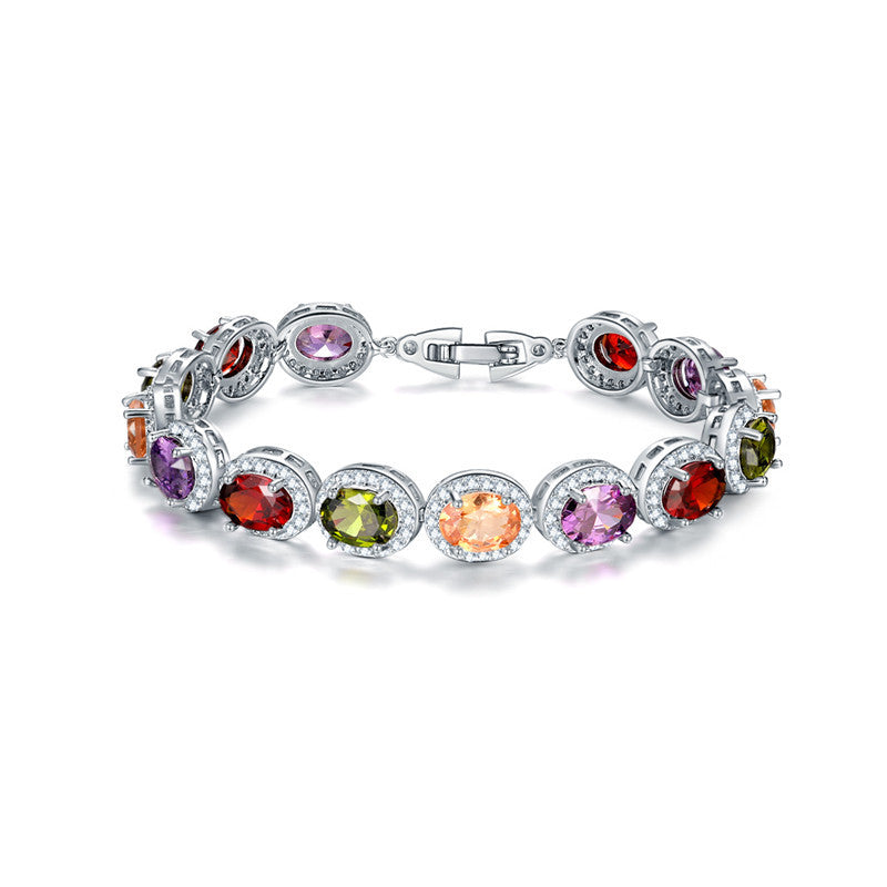 Bracelet Colorful Zircon Tennis in gold-plated brass
