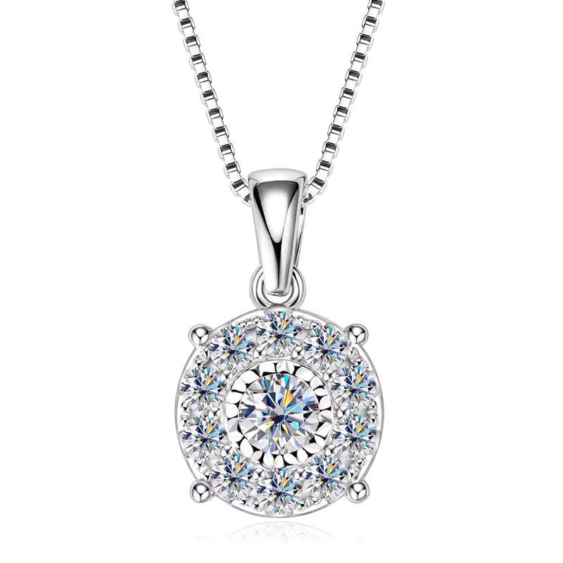 Necklace Moissanite Pendant in sterling silver 925