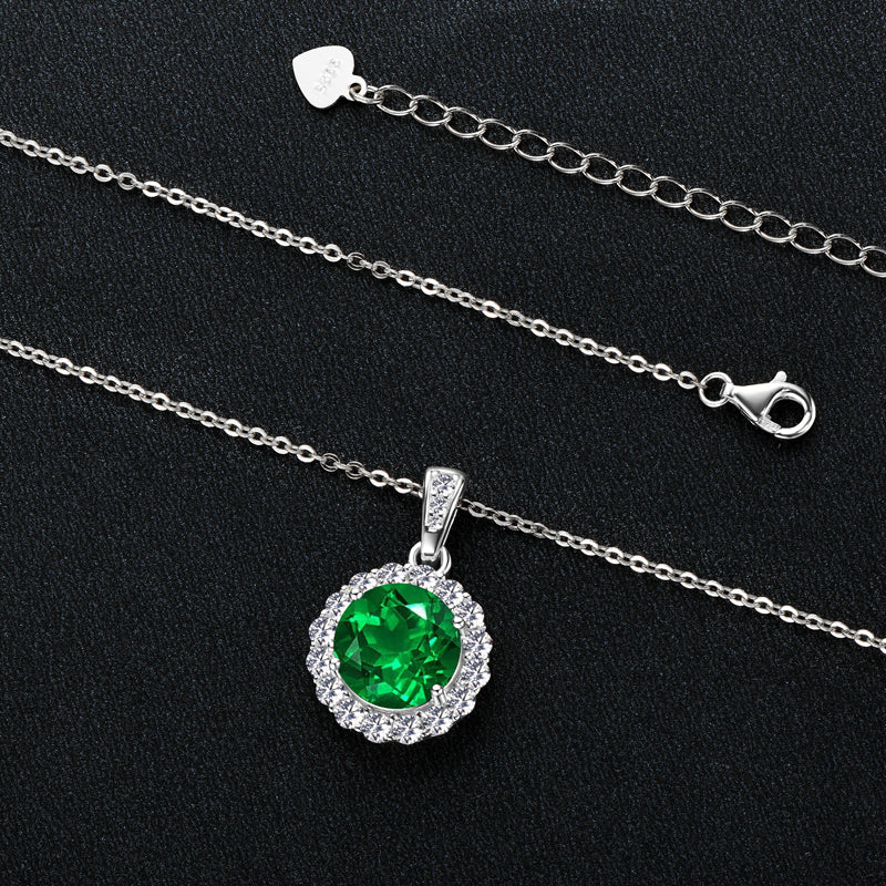 Necklace Emerald Glow in sterling silver 925