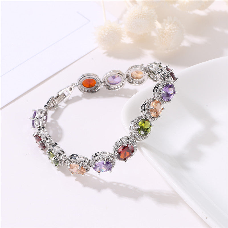 Bracelet Colorful Zircon Tennis in gold-plated brass