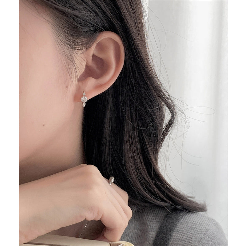 Earrings Statement Hoop in moissanite stone silver 925
