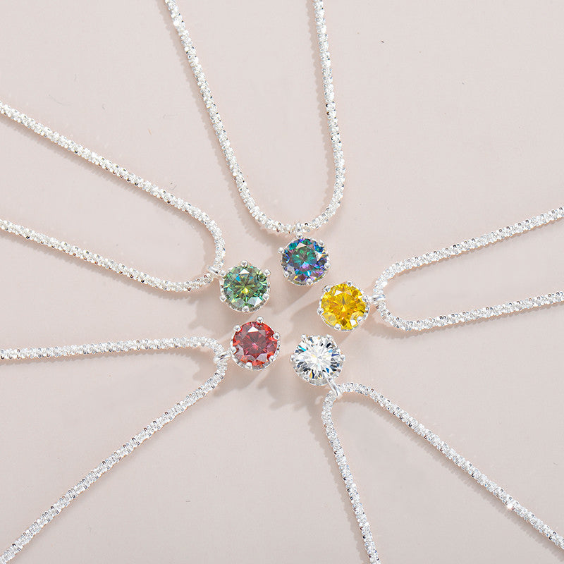 Necklace Prism in moissanite + silver 925