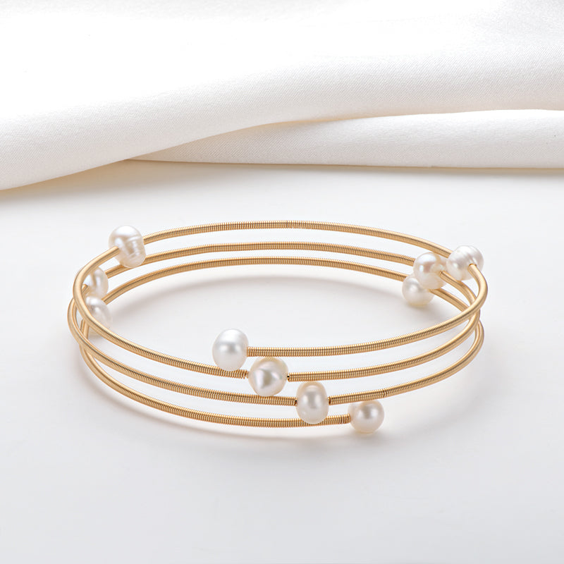 Double Freshwater Pearl Bracelet with 14K Gold Filled – 5-7mm