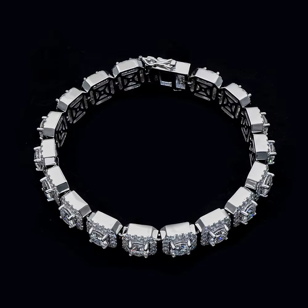 Bracelet Square Tennis moissanite + silver 925