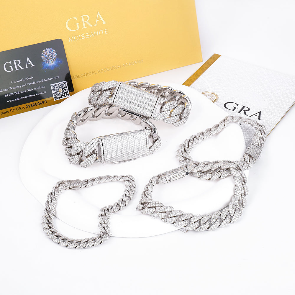Bracelet Cuban moissanite + silver 925