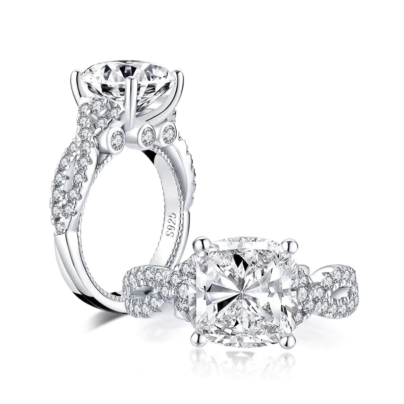 Ring Cushion Cut in sterling silver 925