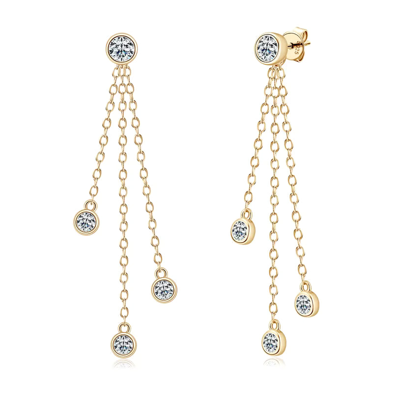 Earrings Dual Stone 4mm & 3mm in moissanite stone silver 925