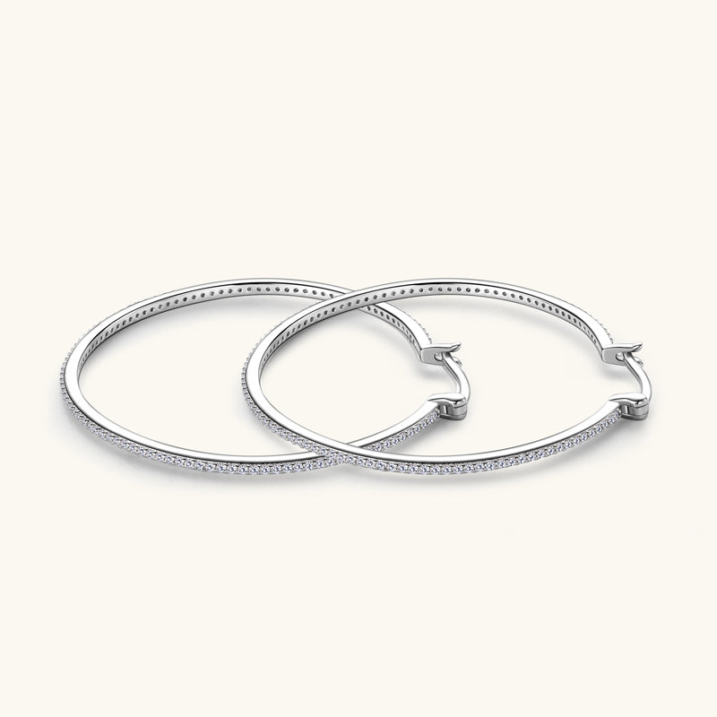 Large Moissanite Hoop Earrings in 925 Sterling Silver – 40mm