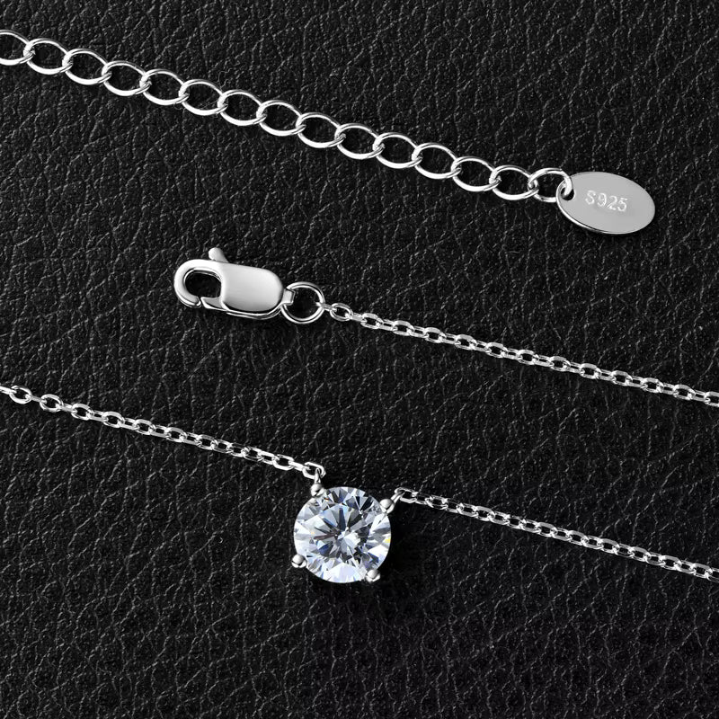 Necklace 4-Prong Colorful Zirconia in Sterling Silver 925
