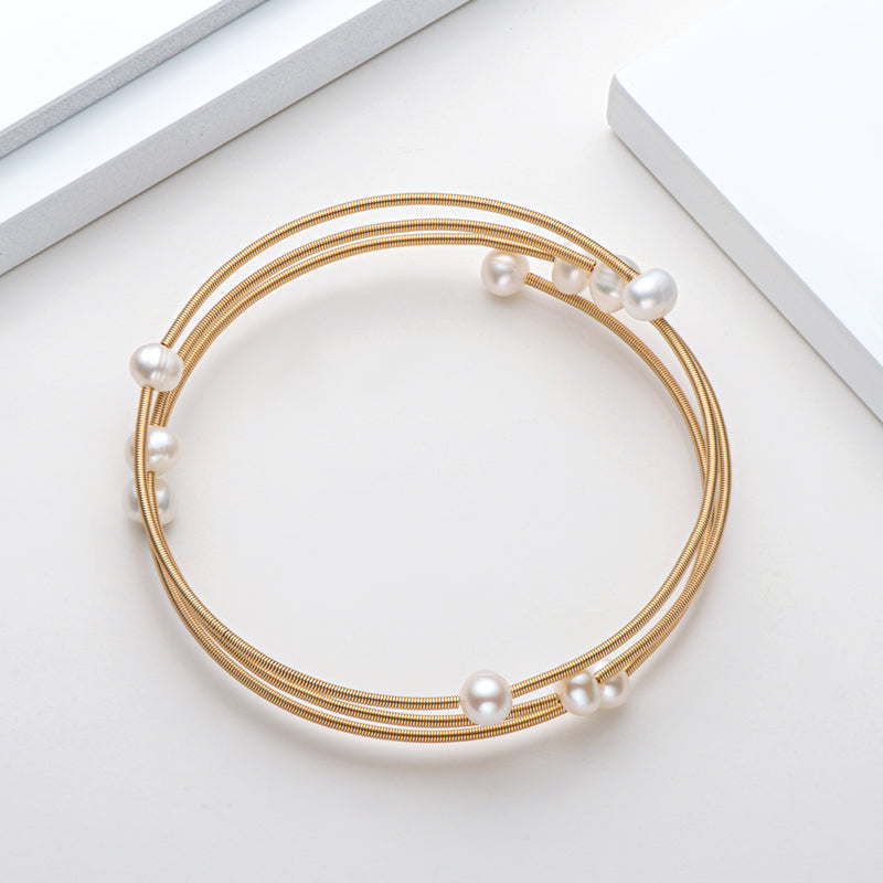 Double Freshwater Pearl Bracelet with 14K Gold Filled – 5-7mm