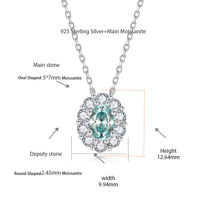 Necklace Paraíba Blue in moissanite + silver 925