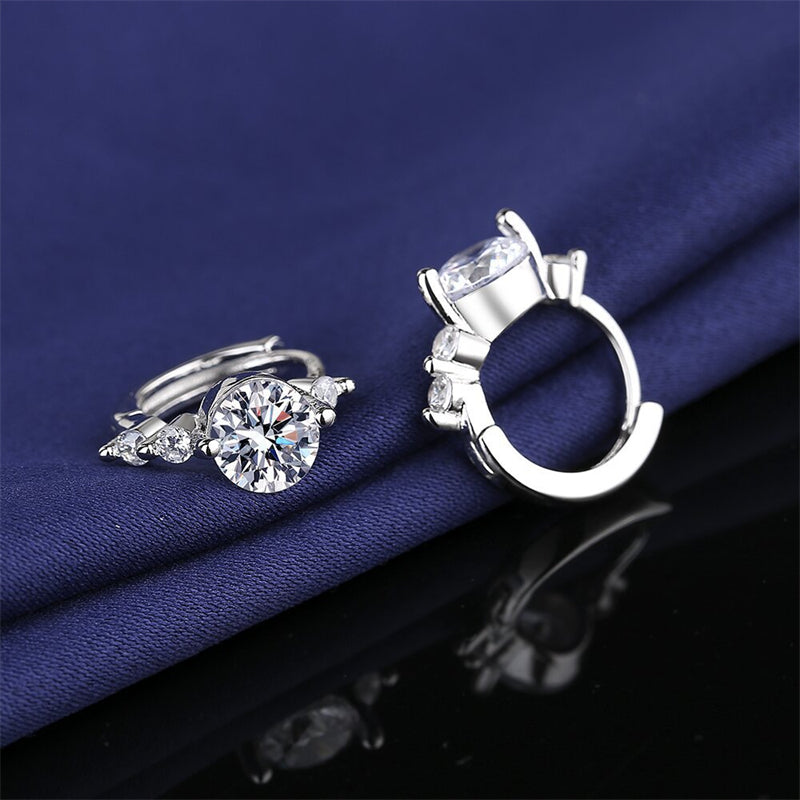 Earrings Statement Hoop in moissanite stone silver 925