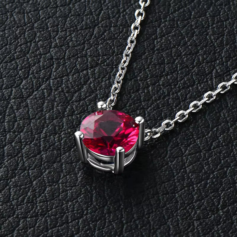 Necklace 4-Prong Colorful Zirconia in Sterling Silver 925