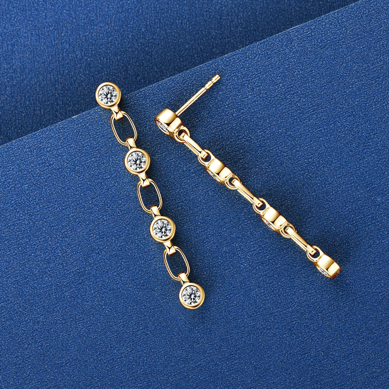Earrings Exquisite Round 3mm in moissanite stone silver 925