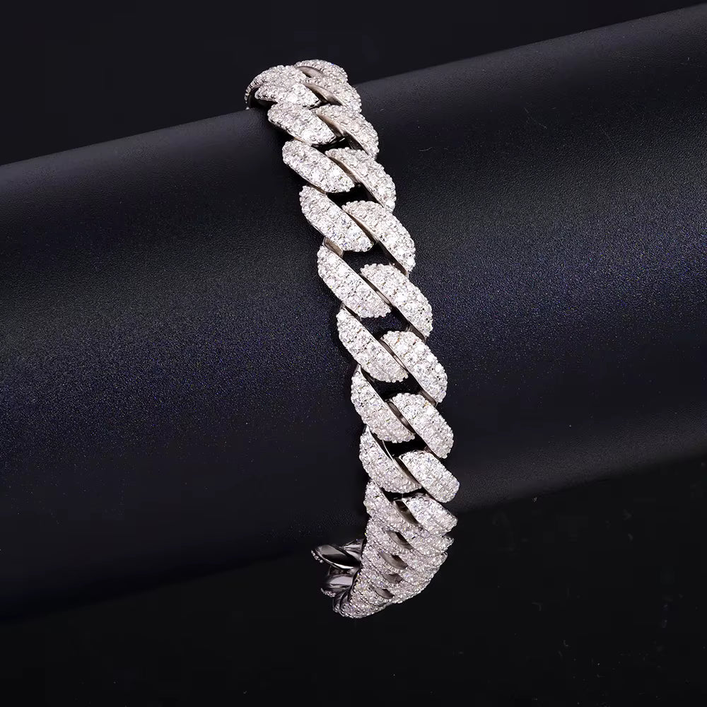 Bracelet Cuban moissanite + silver 925