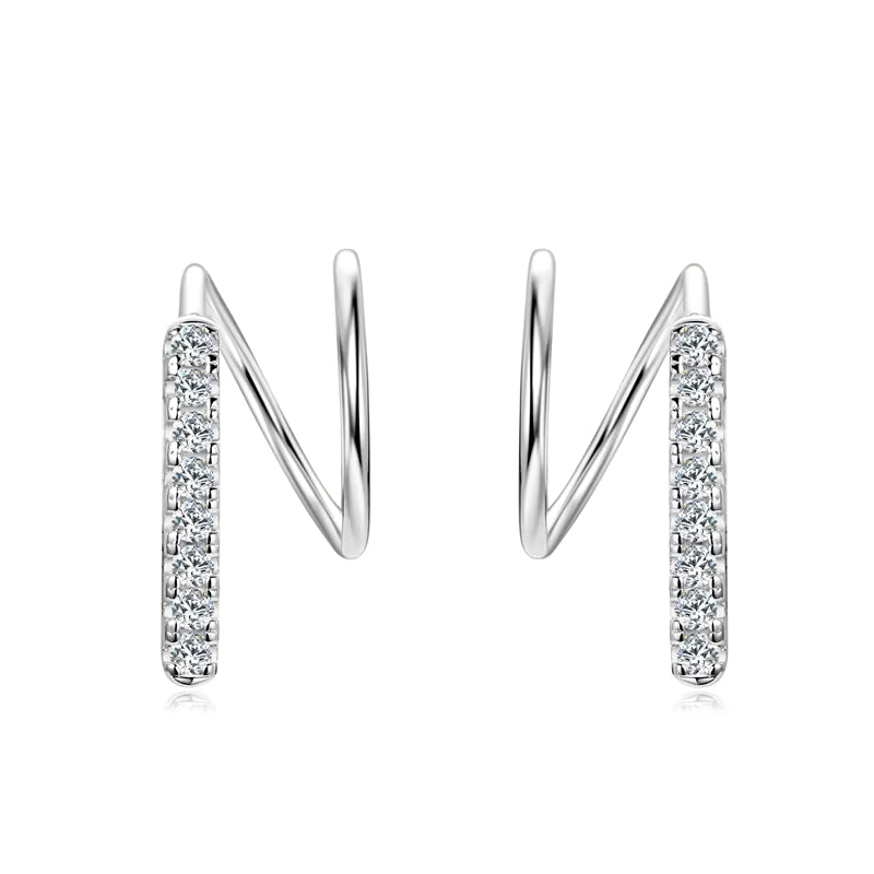 Earrings Twisted in moissanite + silver 925
