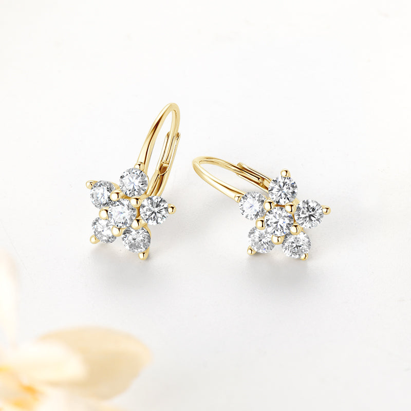 Earrings Moissanite Hoop in sterling silver 925