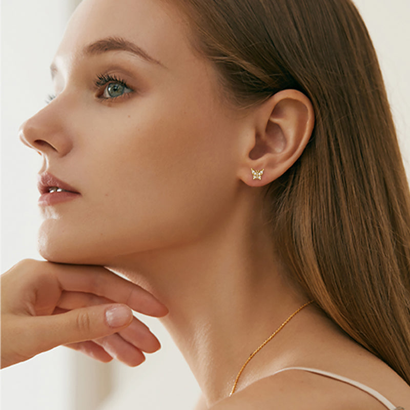 Earrings Butterfly Light in moissanite + silver 925
