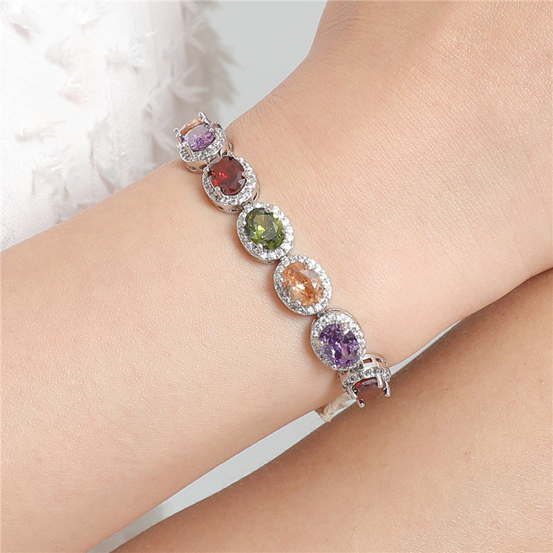 Bracelet Colorful Zircon Tennis in gold-plated brass