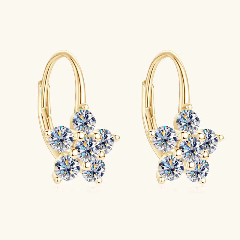 Earrings Moissanite Hoop in sterling silver 925