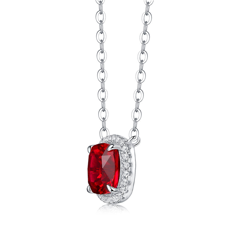Necklace Lab-Grown Gem Square in sterling silver 925