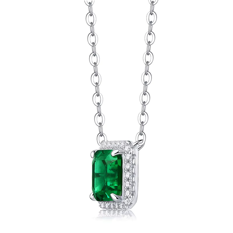 Necklace Lab-Grown Gem Square in sterling silver 925