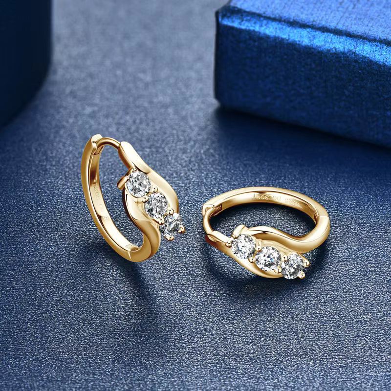 Earrings Infinity Hoop in moissanite stone silver 925