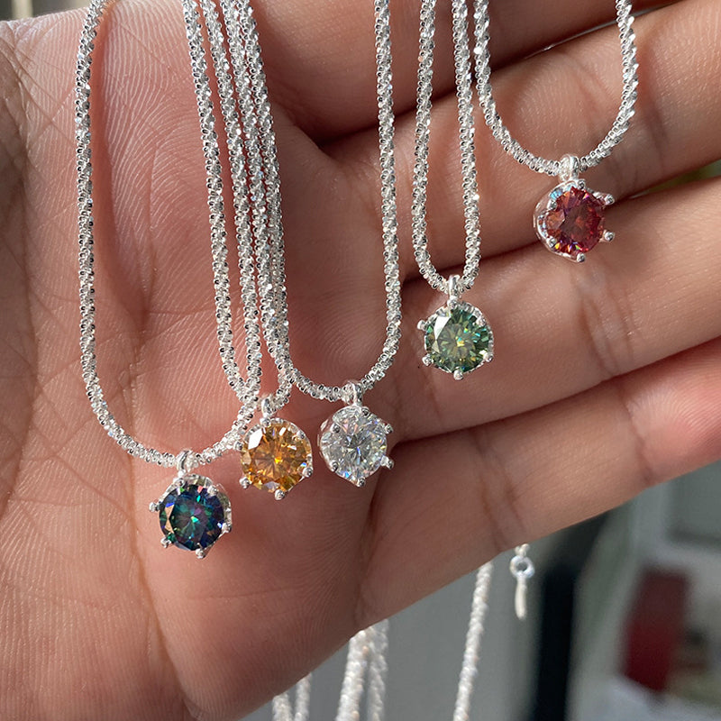 Necklace Prism in moissanite + silver 925