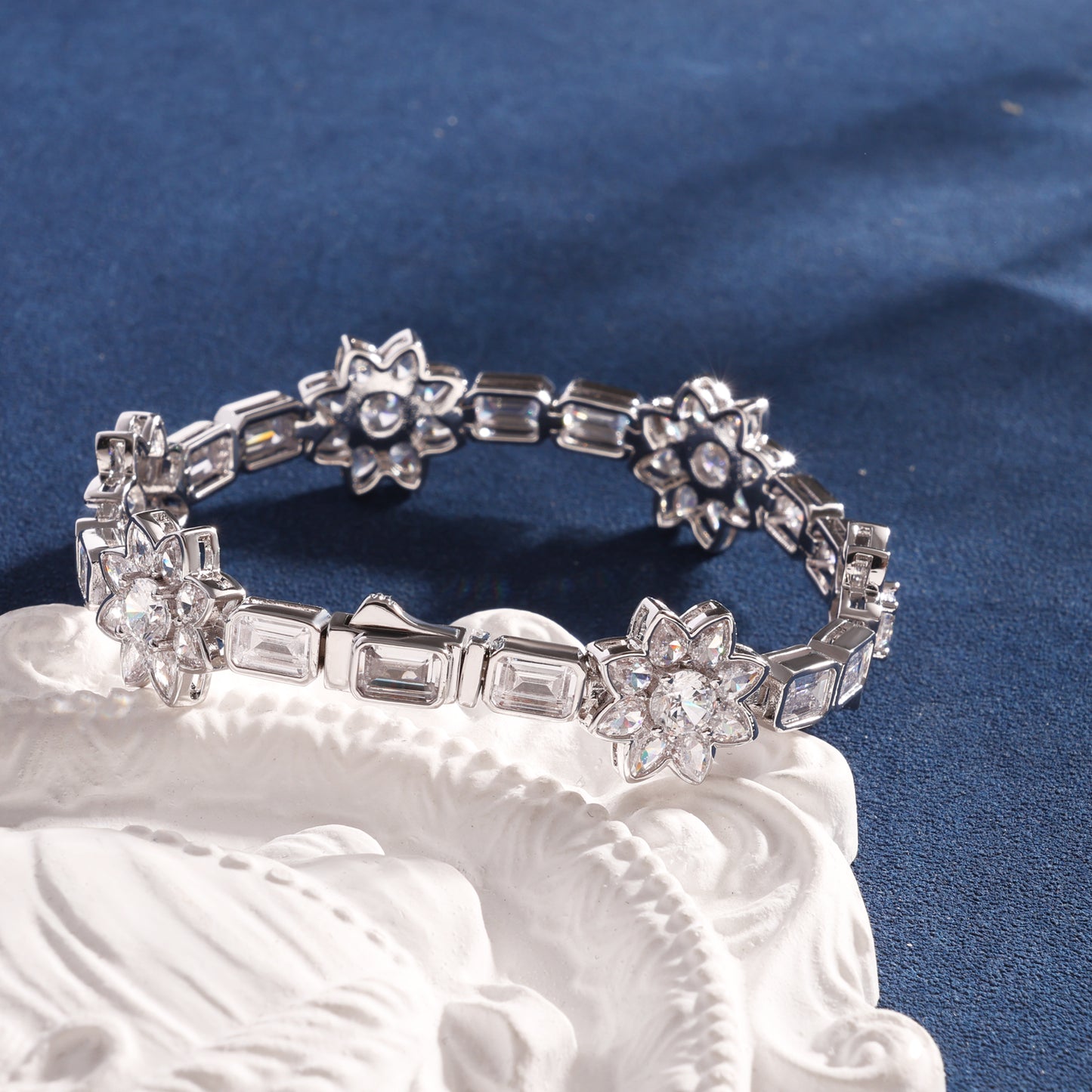 Bracelet Colorful Flower in moissanite + silver 925 – 14mm VVS D