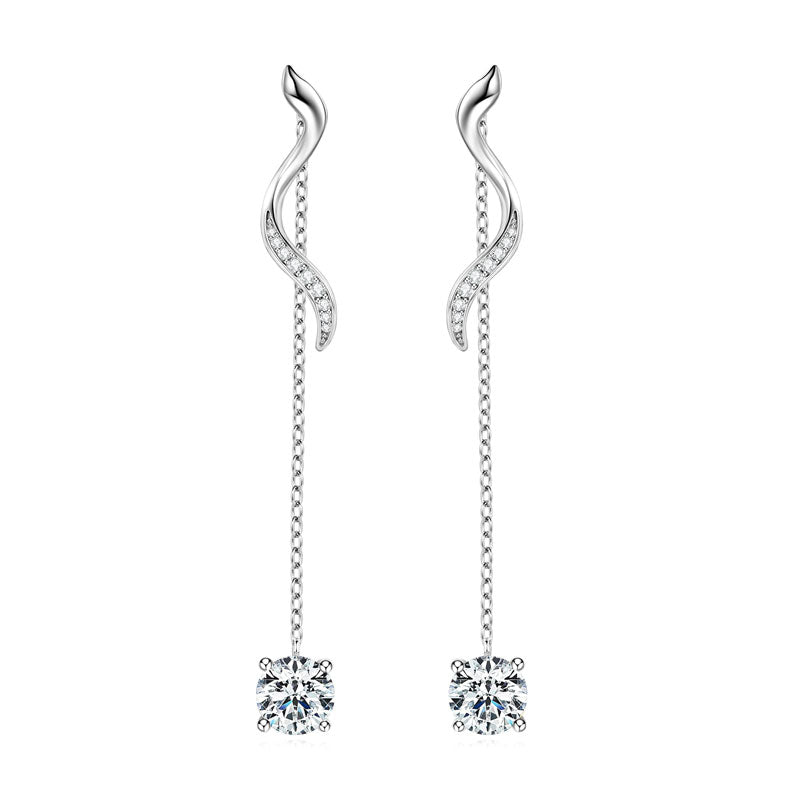 Earrings Classic Solitaire in moissanite stone silver 925