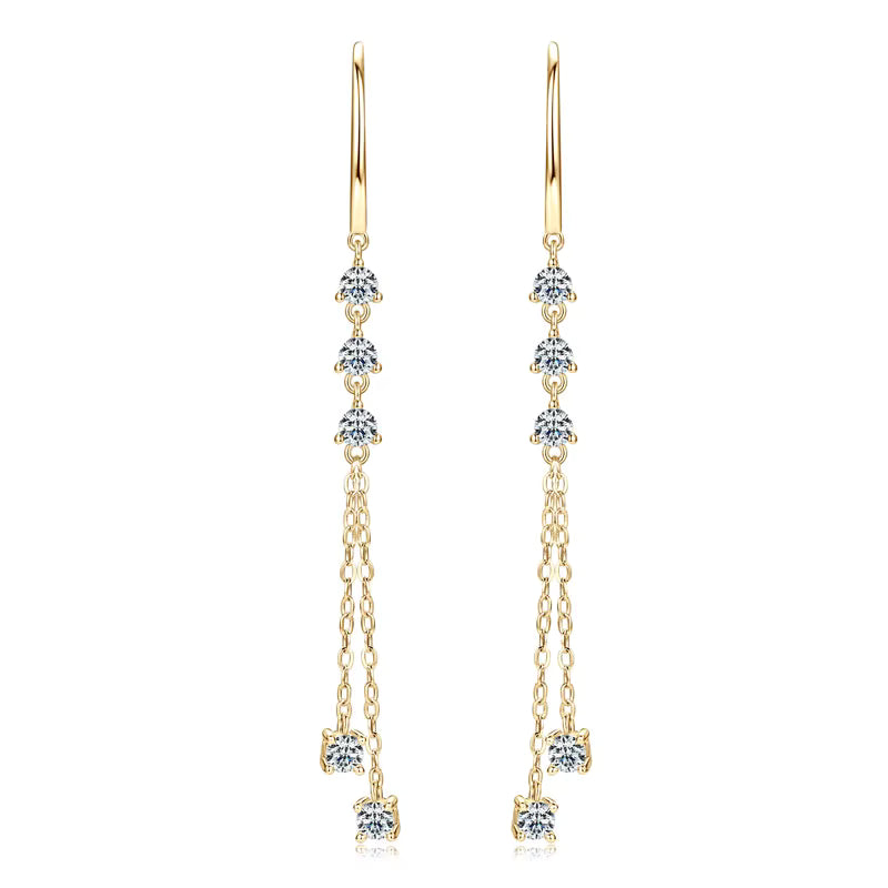 Earrings Trendy Threader in moissanite stone silver 925