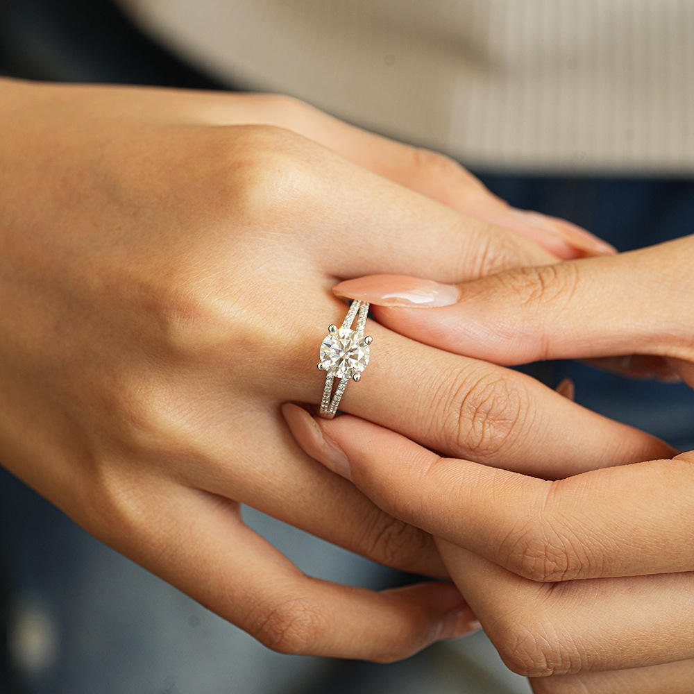 Ring Aurora Crown moissanite + silver 925